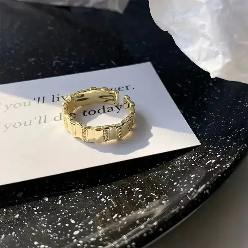 Moda 2024 Trendy Retro Geometrico Colorato Smalto a Goccia Aperto per Donna Regolabile Squisito Anello da Dito in Oro Gioielli_voghion.com