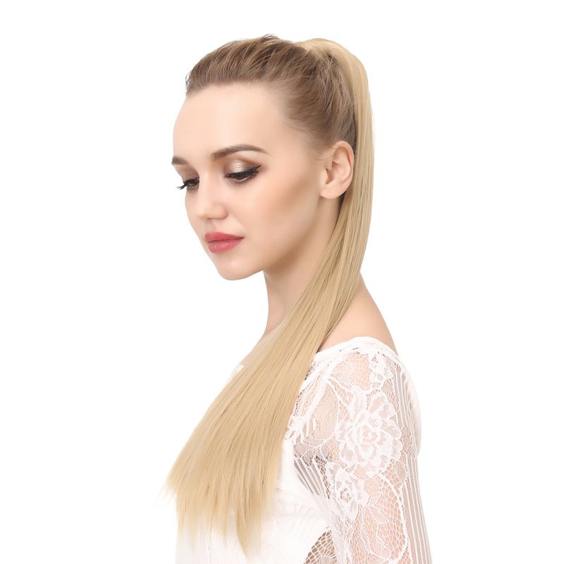 Velcro Horsetail Realistico Opaco Seta Lunga Parrucca Liscia Equiseto Parrucca Avvolgente Velcro Donna Capelli Lisci_voghion.com