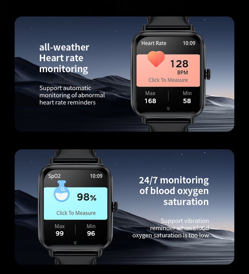 Smartwatch, Blood Oxygen And Blood Pressure Health Monitoring, Multi-functional Waterproof Step-counting Alarm Watch_voghion.com