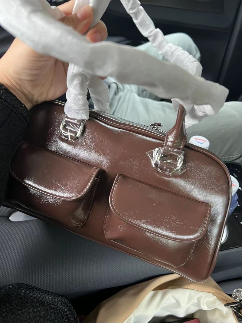 HAVEN Koreanische Xu Yunzhen Sane Stil Standöl Bowling Stand OlL Boston Tote Baerarm Tasche für Frauen_voghion.com