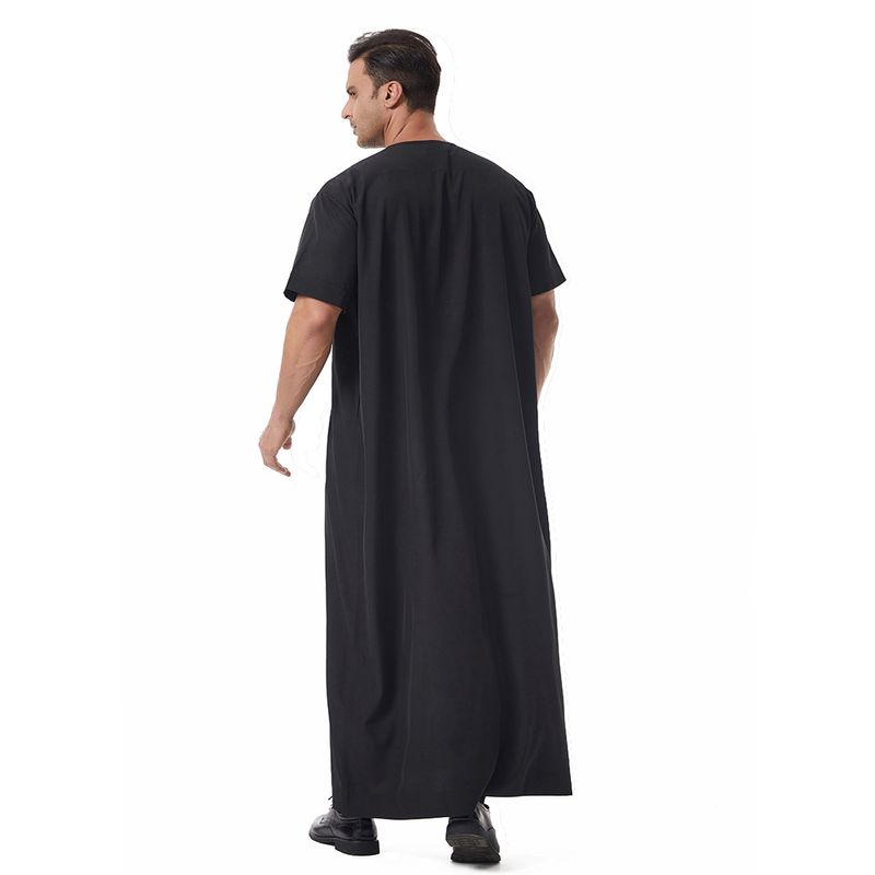 Herrenbekleidung Robe Kurzarm Langes Hemd Nationalität Kleidung_voghion.com