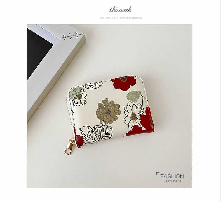 Torebki damskie Portfel Damska modna torebka wieczorowa z nadrukiem kwiatowym Wersja damska Portfel PU o dużej pojemności, etui na karty, portmonetka na monety_voghion.com