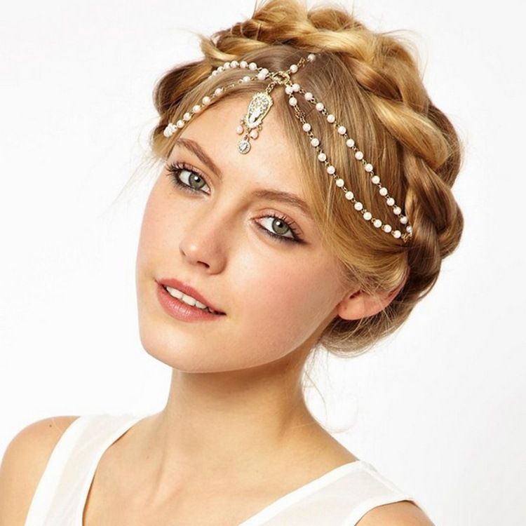 Accessori per capelli Fascia per capelli con strass bohémien, popolare copricapo di perle per principesse barocche_voghion.com