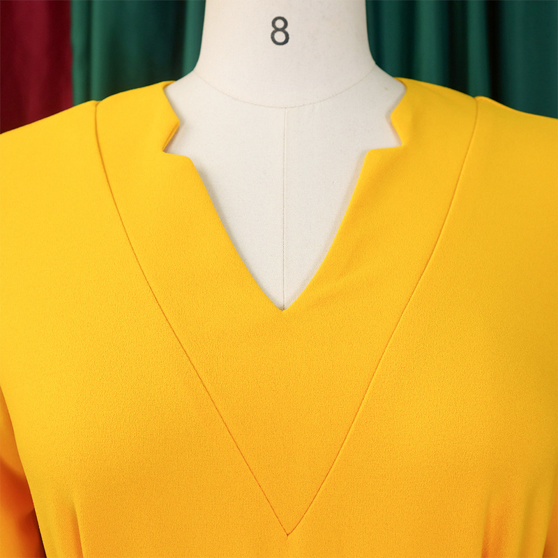 Damen 2024 Herbst neues V-Ausschnitt modisches Temperament elegantes Faltenrockkleid_voghion.com