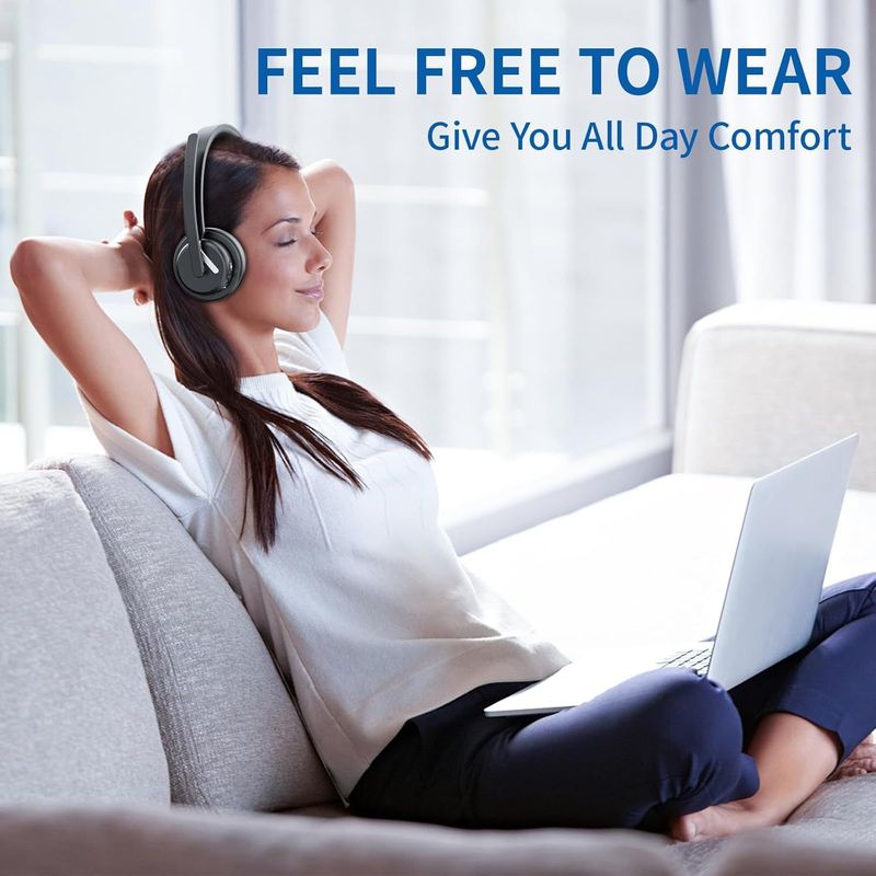 EH11 Wireless Bluetooth 2.4G Business Headset With AI Noise Cancellation & Call Alerts, Comfortable Over-Ear Design For Office & Remote Work_voghion.com