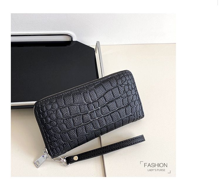 Bolsos para hombre, nuevo bolso de mano grande con estampado de cocodrilo, de un solo tirador, con múltiples ranuras para tarjetas y gran capacidad, con cremallera para teléfono móvil, moderno._voghion.com