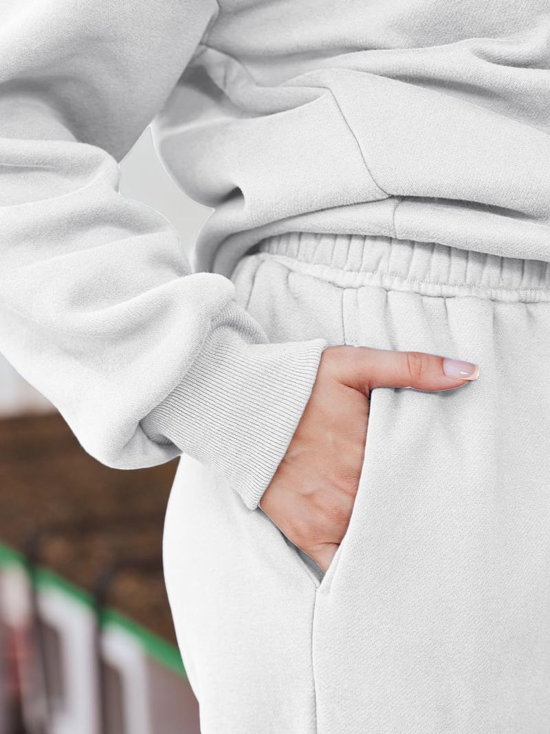 Women's Casual Solid Color Hoodie & Pants Set With Pockets - Comfortable Loungewear, Streetwear, Workout Outfit For Everyday Wear_voghion.com