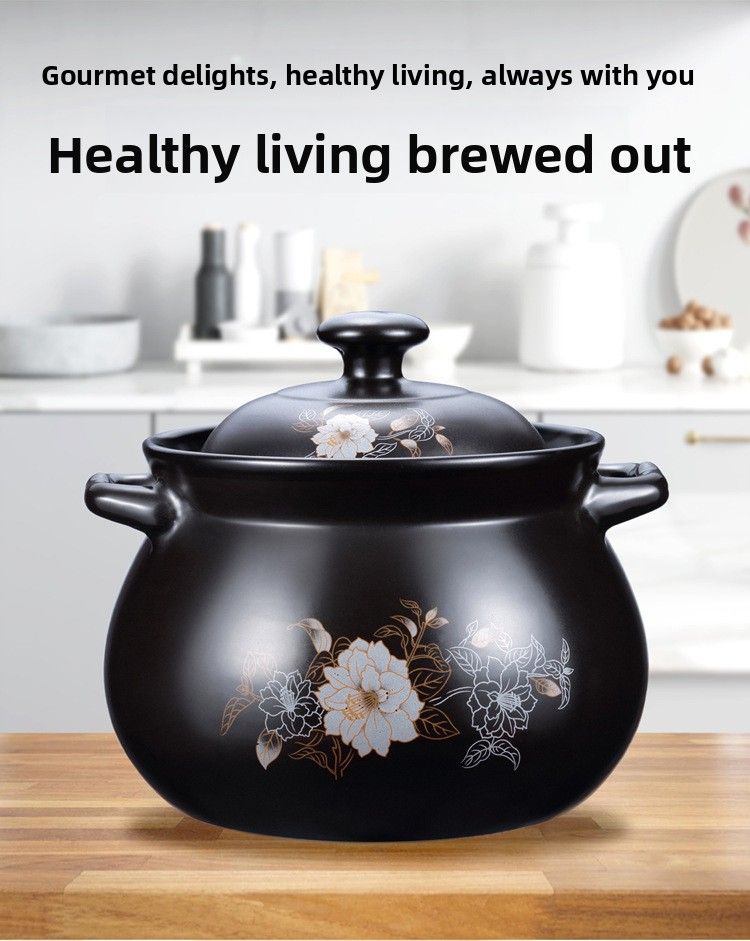 Casserole en céramique résistante aux hautes températures, idéale pour les ragoûts et les préparations culinaires saines. Petite cocotte à double ouverture pour feu de bois._voghion.com