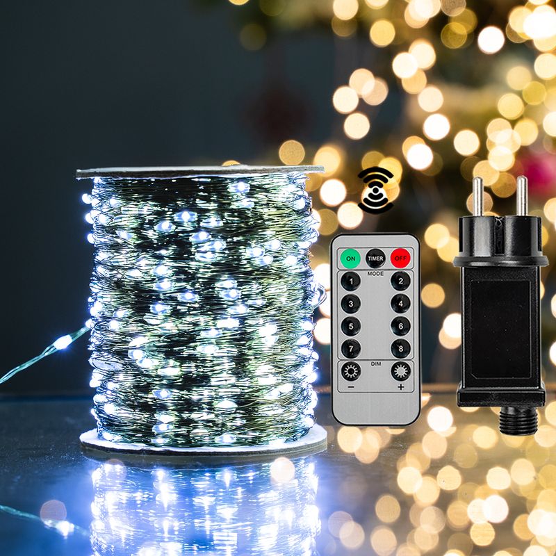 Ghirlanda di luci a LED bianche calde da 100 m, filo verde, per esterni, casa, Natale, festa di nozze, decorazione da giardino_voghion.com