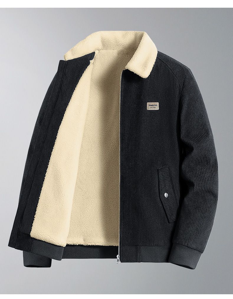 Men's Corduroy Jacket – Winter-Ready Fleece-Lined Bomber (M-5XL, 2 Colors)_voghion.com