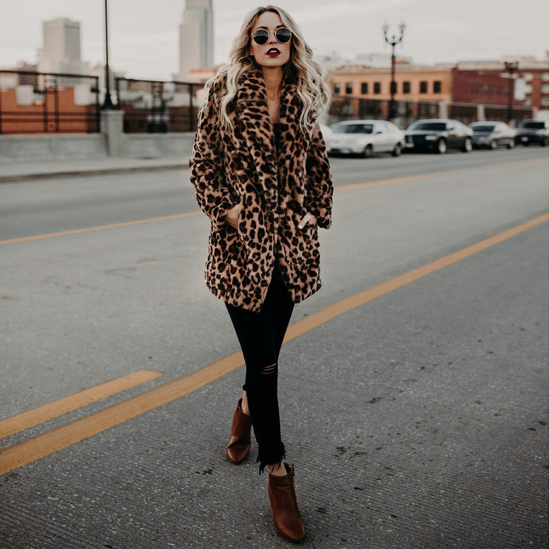 Winter Warme Mode Leopardenfell Damen Mantel Revers Jacke_voghion.com