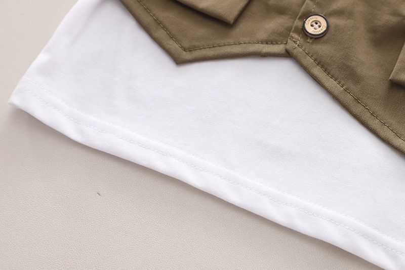 2024-es nyári egyszínű rövid ujjú öltöny új gyermekruházat hétköznapi fiú rövidnadrág szett szép ruhák_voghion.com