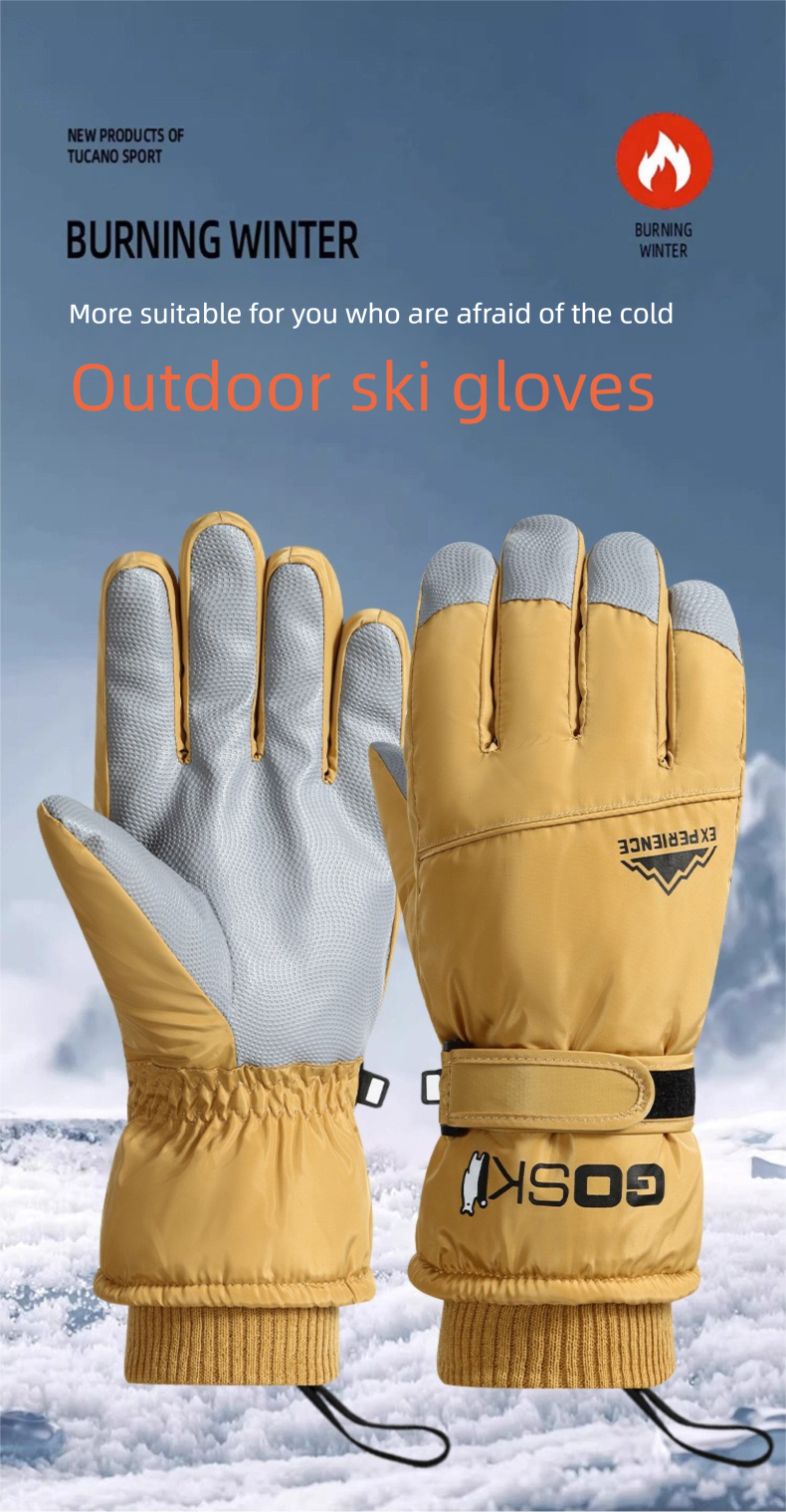 Skischuhe für Damen und Herren, Winter-Fleece-gefüttert, verdickt, kältebeständig, warm, winddicht, wasserdicht, Touchscreen-Paar_voghion.com