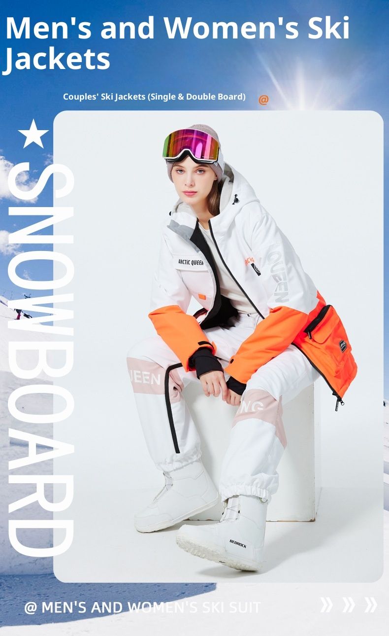 001 Set For Men Women, Couple Style, Warm Thickened, Korean Version Jacket Pants Set, Snowboard And Snow Ski Suit_voghion.com