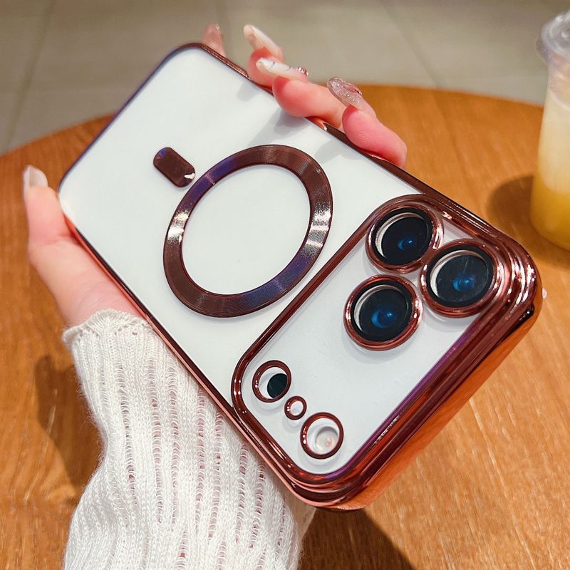 Plating Edge Charge Silicone Case For Iphone 17 Air 16 15 14 PLUS 13 12 11 Pro Max Magnetic Camera Protect Cover_voghion.com