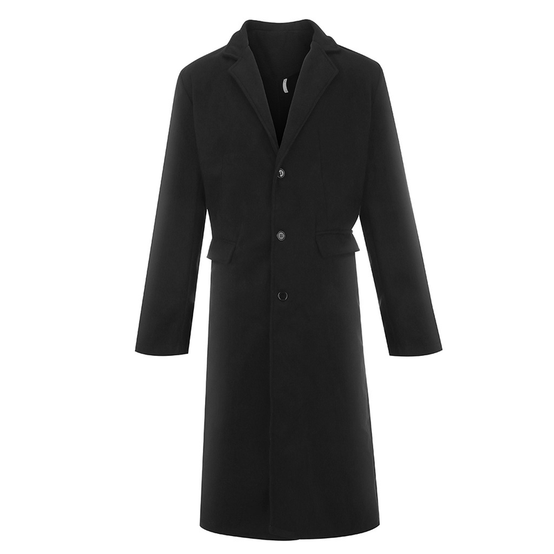 Casaco de lã masculino britânico plus size, longo, frente e verso_voghion.com