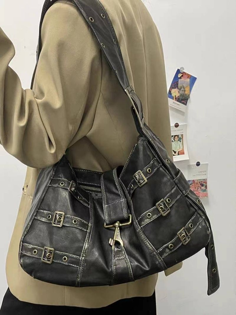 Große Tragetasche Damen, neues High-End-Gefühl, Vintage-Einzelschulterhandtasche, breiter Schultergurt, Umhängetasche_voghion.com