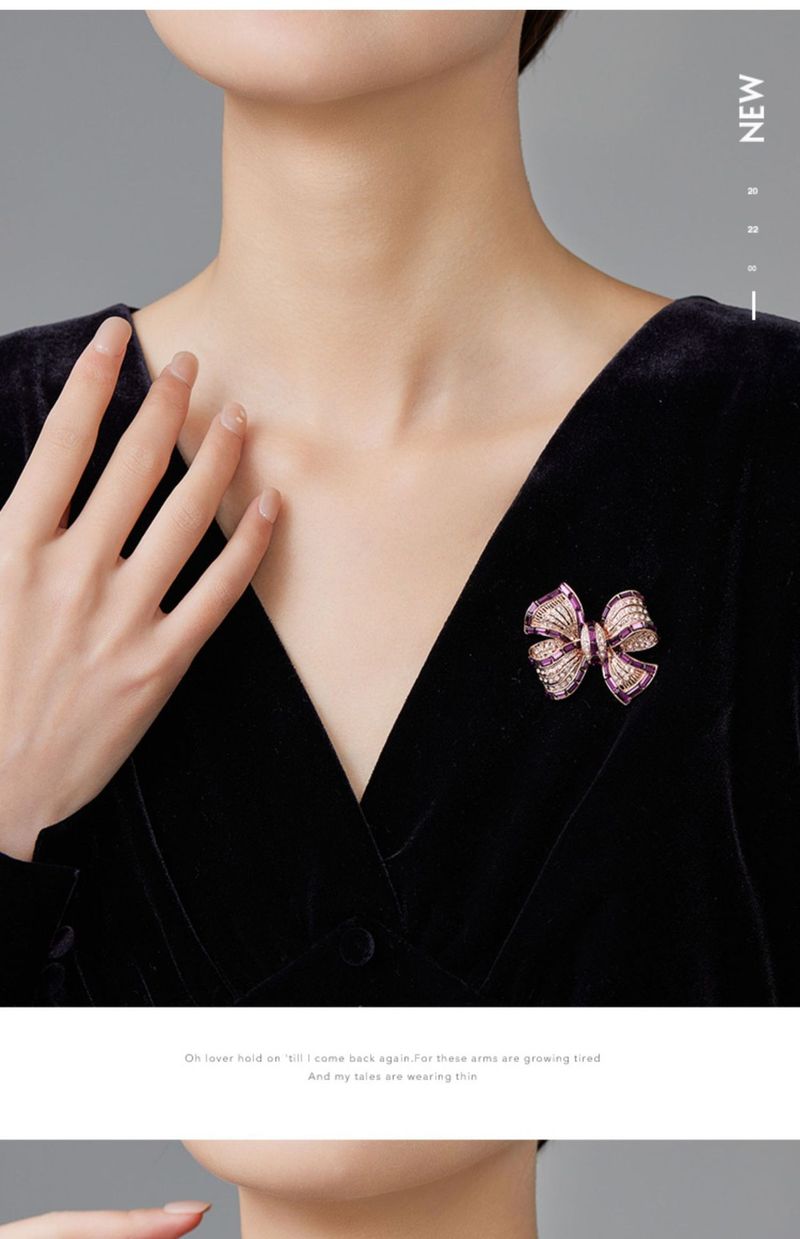 Broche de lazo de temperamento de alta gama para mujer, nuevo, ligero, de lujo, de nicho, para traje, ramillete, suéter con accesorios_voghion.com