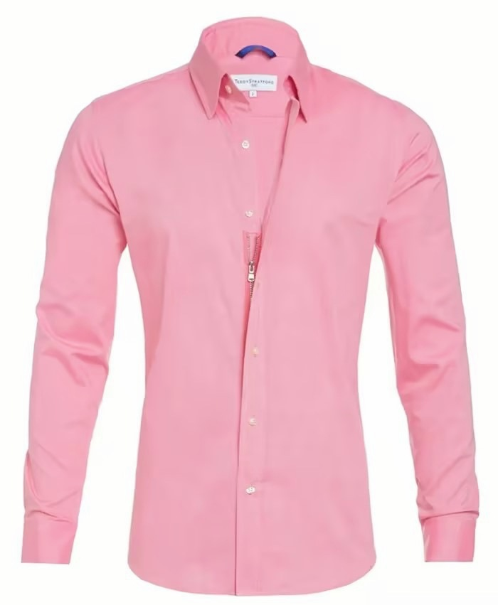 Camicia da uomo CT Plus Size in cotone Oxford con bottoni nascosti e cerniera_voghion.com
