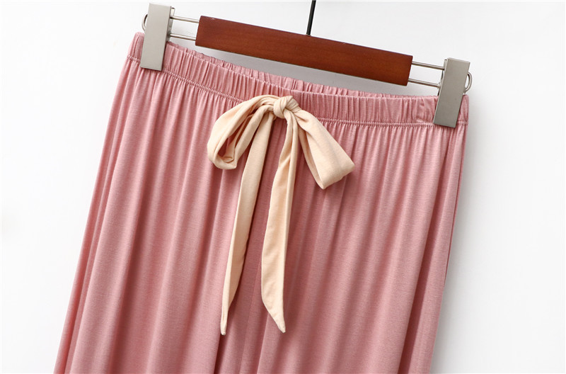 Women's clothing thin modal ladies pajamas women short-sleeved trousers V-neck loose pullover home clothes suit_voghion.com