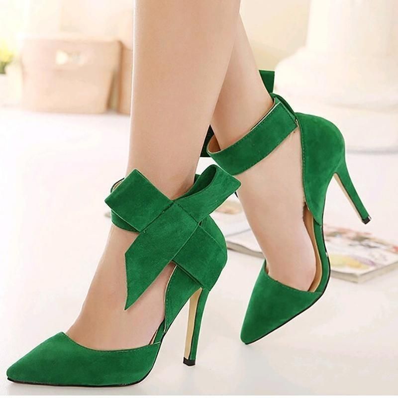 New Women Pumps Shoes Fashion Bow High Heels Shallow Classic Pointed Toes Heels Stilettos Empty Thin Jazz Dance Wedding Shoes_voghion.com