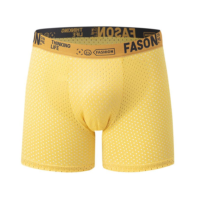 Overseas Platform Men's Ice Silk Long Boxer Briefs Breathable Mesh Four-Corner Underwear Youth Shorts_voghion.com