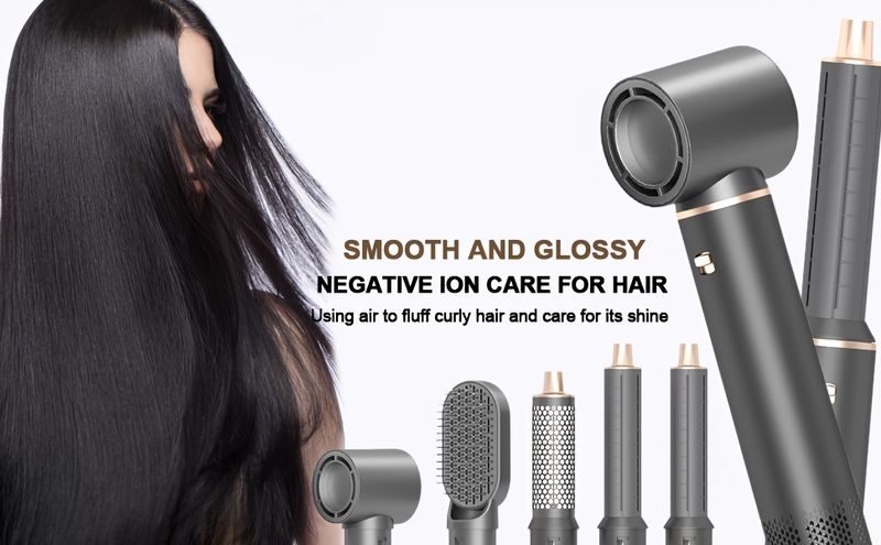 5-in-1-Föhnbürste, Hot Styler mit Negativ-Ionen-Technologie, Air Curling Wrap & Haarstyling-Tool zum Trocknen, voluminös_voghion.com