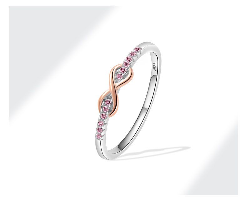 Women's Jewelry S925 Silver Ring Small Fresh Lucky 8 Shaped Ring Inlaid With Zircon Simple And Fashionable Single Row Tail Ring_voghion.com