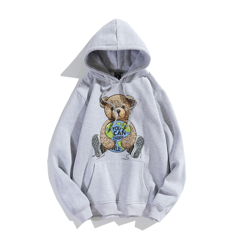 Felpa con cappuccio da uomo e da donna primavera e autunno Felpa con cappuccio da coppia coreana Felpa con cappuccio con stampa Cartoon Bear_voghion.com