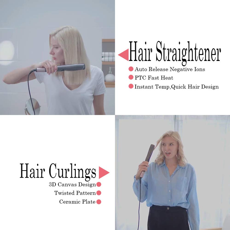 Straightener And Curler 2-in-1, Professional Negative Ion Curler, Fast Heating_voghion.com