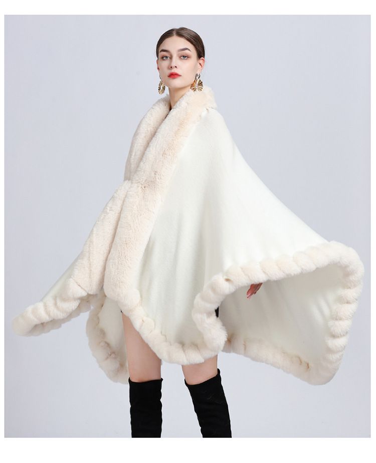 Elegante cardigan oversize con maniche a pipistrello e collo in pelliccia sintetica di coniglio - Lungo cappotto avvolgente con apertura frontale per donna (colori multipli)_voghion.com