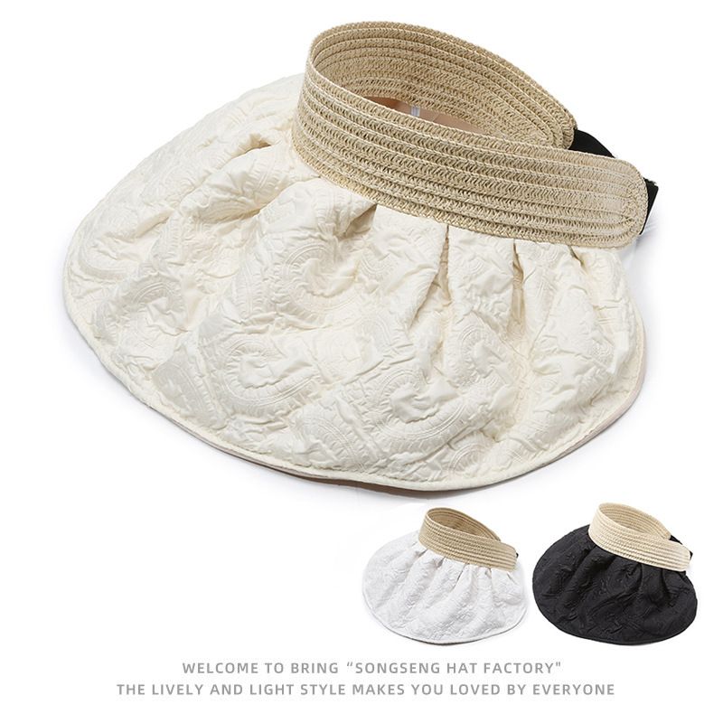 Para mulheres, chapéu de sol com aba larga e proteção UV, chapéu de palha versátil para o verão_voghion.com