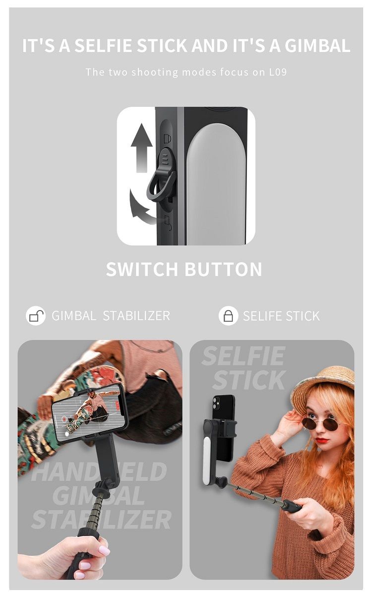 Musiikkifestivaali Amazlife Uusi L09 Kädessä pidettävä Älykäs Kuvaus Gimbal Puhelimen Videovakain Selfie-tikkujalustalla_voghion.com