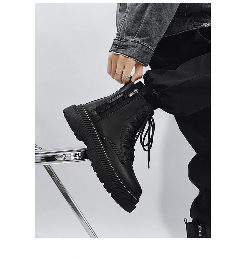 Scarpe da uomo, stivali Martin, stivali da motociclista in stile britannico, stivali alti in pelle, stivali alla moda per l'autunno e l'inverno, stivali da lavoro di grandi dimensioni_voghion.com