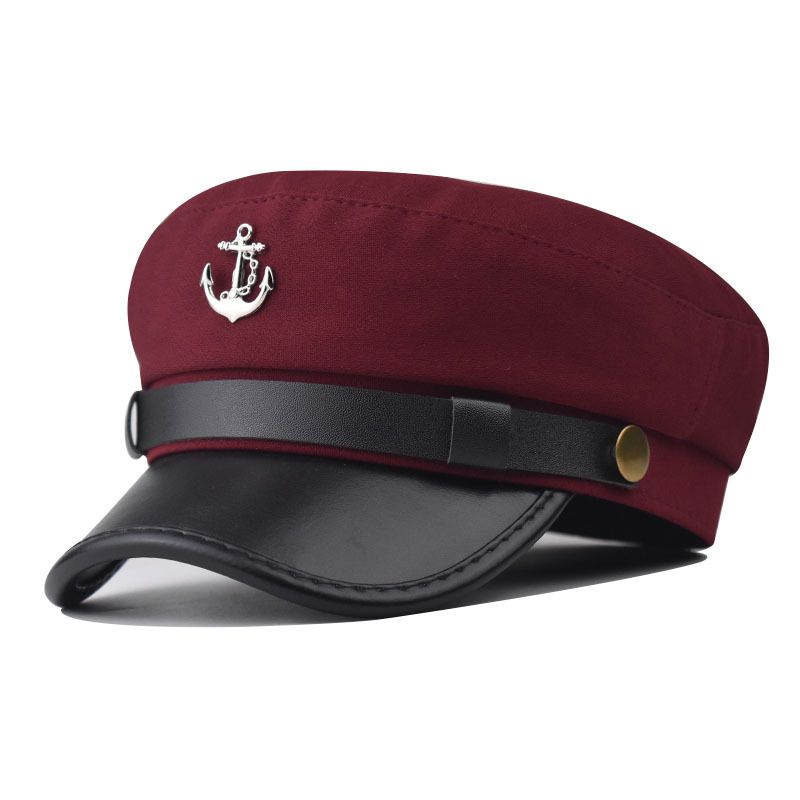 Militärhut mit Ankermotiv, vielseitige Baskenmütze mit Persönlichkeit, dünner britischer Modehut für Damen im Frühling_voghion.com