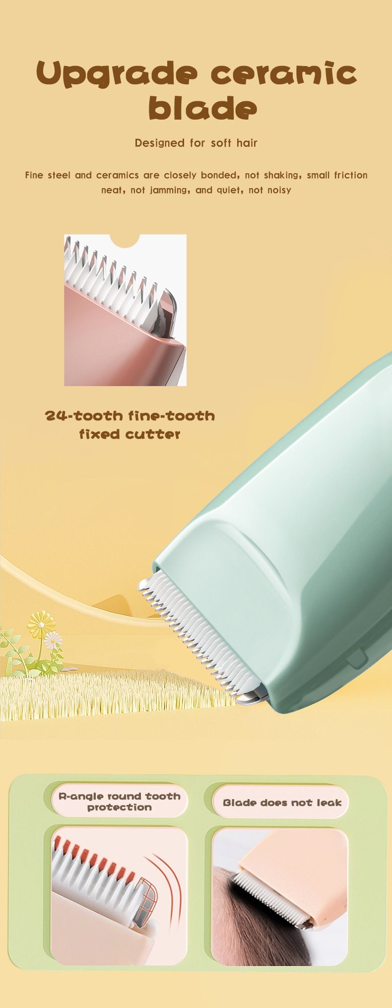 Tagliacapelli elettrico per bambini con lama in ceramica, strumento per lo styling dei capelli dei bambini_voghion.com