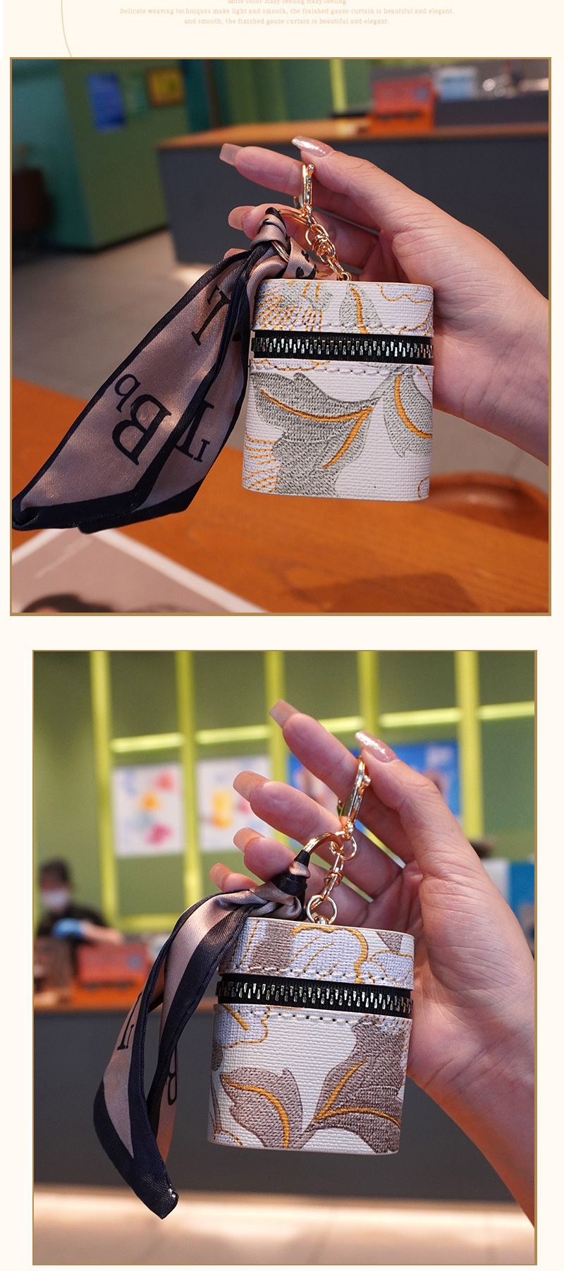 New Mini Embroidered Zero Wallet Keychain Portable Storage Bag Wireless Earphone Protection Case_voghion.com