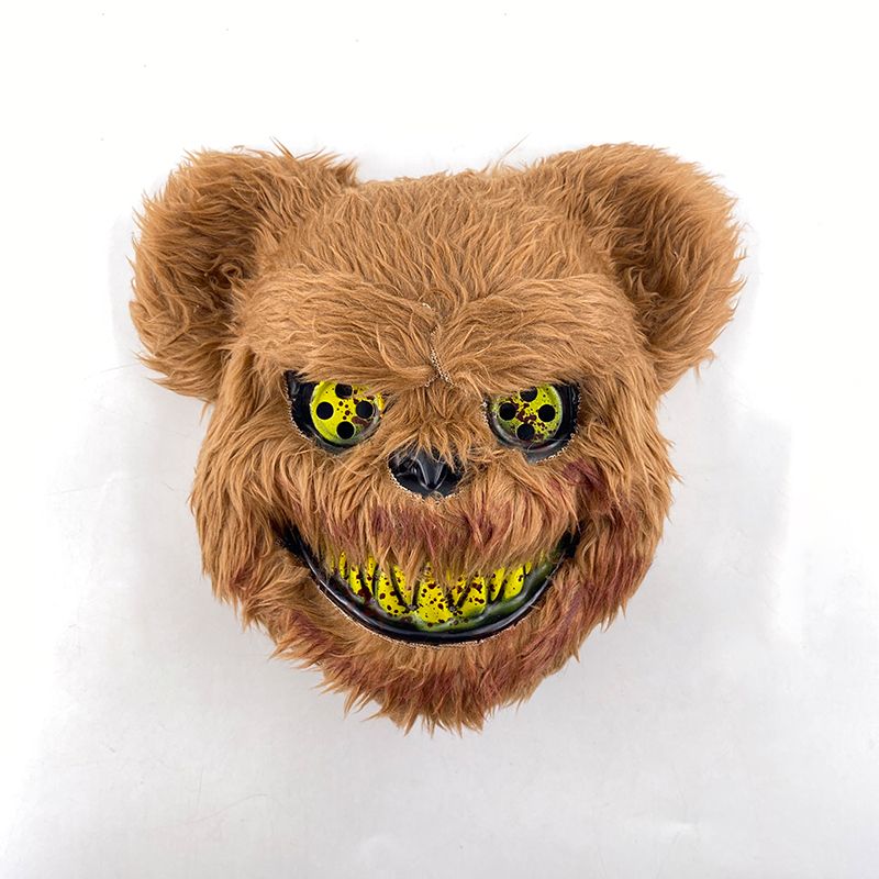 Máscara de coelho sangrento de LED, máscara de urso preto assassino brilhante, fantasia de festa de dança de Halloween, adereços de cosplay, máscara de coelho de pelúcia assassinado_voghion.com