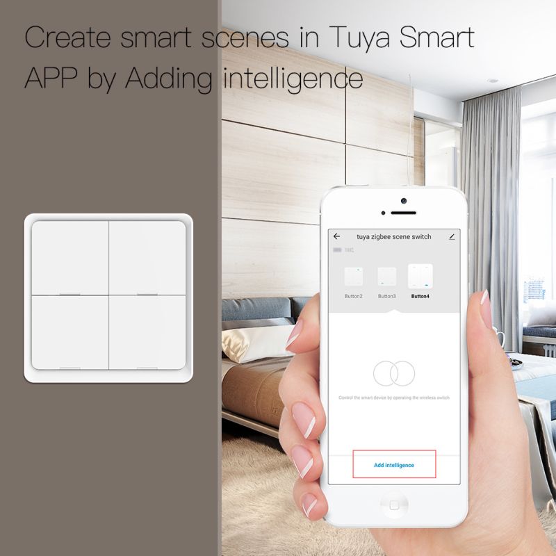 AUBESS 1/2/3/4 Gang Tuya ZigBee Smart Wireless Remote Szene Wand Schalter Push Button Controlle Über Alexa Google Hause_voghion.com