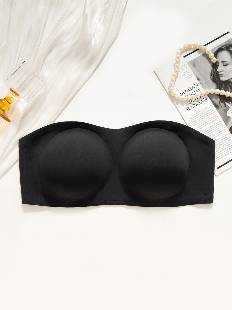 Strapless Bustier Bra For Women - Seamless Lift, Comfortable & Breathable, Full Coverage, Plus Size (Black, Nude) - 1XL/2XL/3XL/4XL_voghion.com
