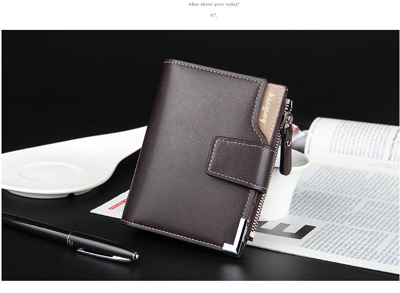 Casual Men's Wallet Multi-functional Wallet Zipper Buckle Three Fold Coin Wallet_voghion.com