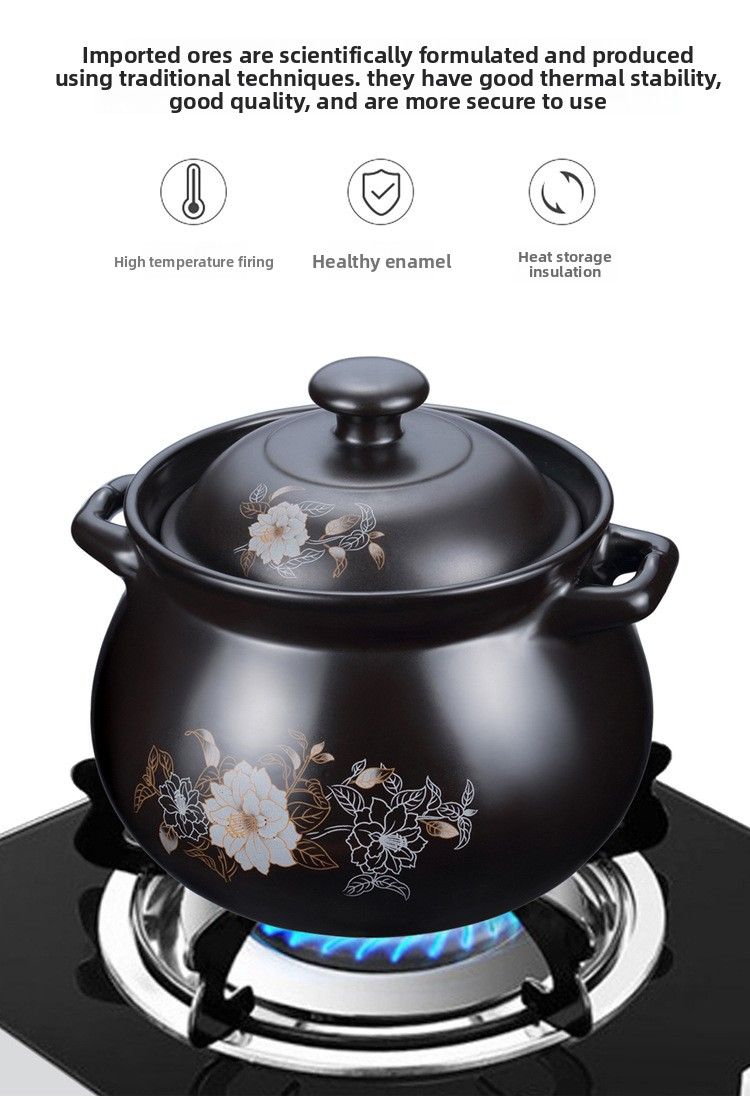 Casserole en céramique résistante aux hautes températures, idéale pour les ragoûts et les préparations culinaires saines. Petite cocotte à double ouverture pour feu de bois._voghion.com