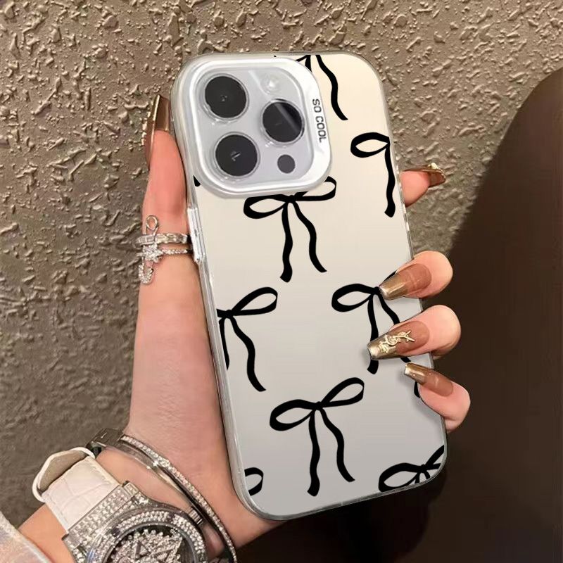 Coque de téléphone à motif cœur et nœud pour iPhone 16 Pro Max, 15, 14, 13, 12, 11, XS, X, XR, 7, 8 Plus, SE 2022, résistante aux chocs, rigide et mate_voghion.com