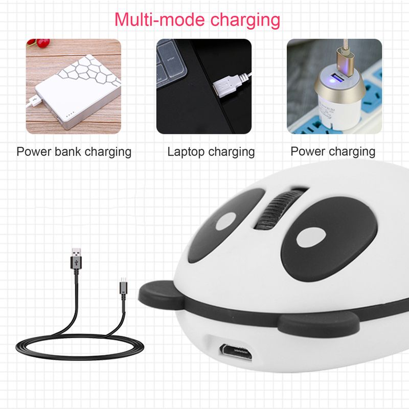 Farfi Wireless Cute Panda Design ABS Mute 2.4G 1200DPI Plug Play Optical Mouse for Desktop_voghion.com