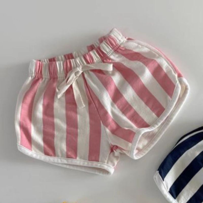 Spodenki w paski w kolorze cukierkowym w stylu koreańskim dla chłopców i dziewcząt, na plażę, na co dzień, na każdy mecz, modne i orzeźwiające, bawełniane_voghion.com