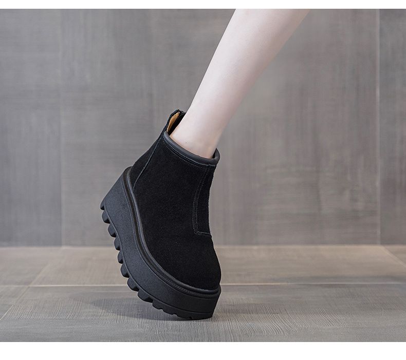 Stivali da neve in stile europeo per donna, stile casual invernale 2025, versatili, bassi, con suola spessa, in pile spesso, caldi e corti_voghion.com