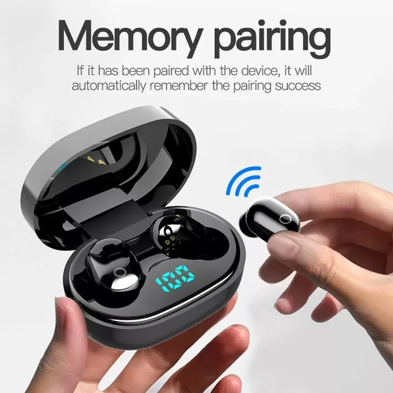 1 Set Wireless Bluetooth-compatible 5.0 Stereo Surround LED Power Display Automatic Pairing IPX5 Waterproof Earbud_voghion.com