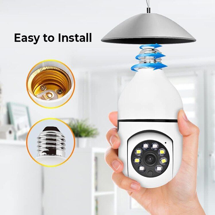 Hem Fjärrkontroll Bulb Övervakningskamera 2 miljoner Panorama Smart Trådlös HD-kamera_voghion.com