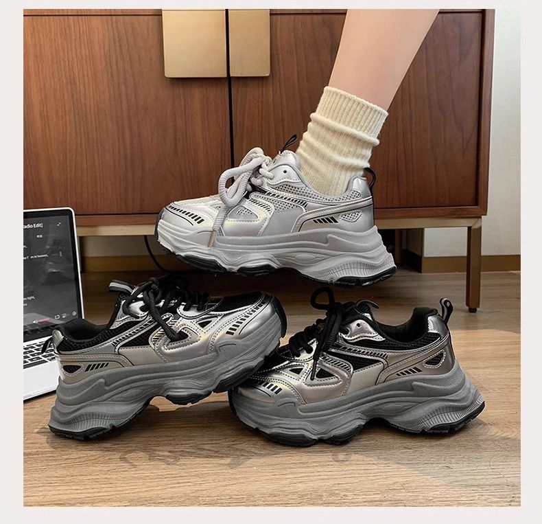 Dames fluwelen dikke sneakers, zwarte platform casual schoenen, dikke zool, hoogteverhogende sneakers voor wandelen en sporten_voghion.com