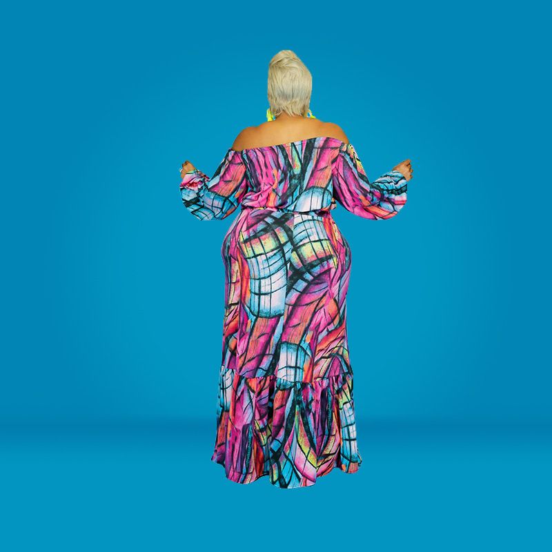 Damenbekleidung Sommer Neuankömmling klassischer Batikdruck europäischer und amerikanischer zweiteiliger Rockanzug in großen Größen_voghion.com
